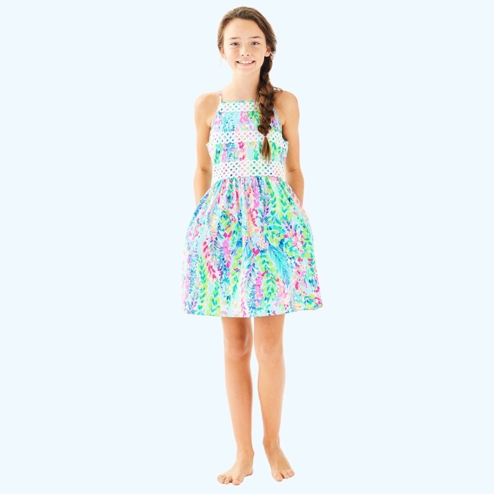Lilly Pulitzer Girls Elize Dress in Catch The Wave Size 4